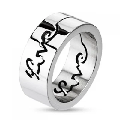 Anillo Acero Inoxidable Diseño Love Laser