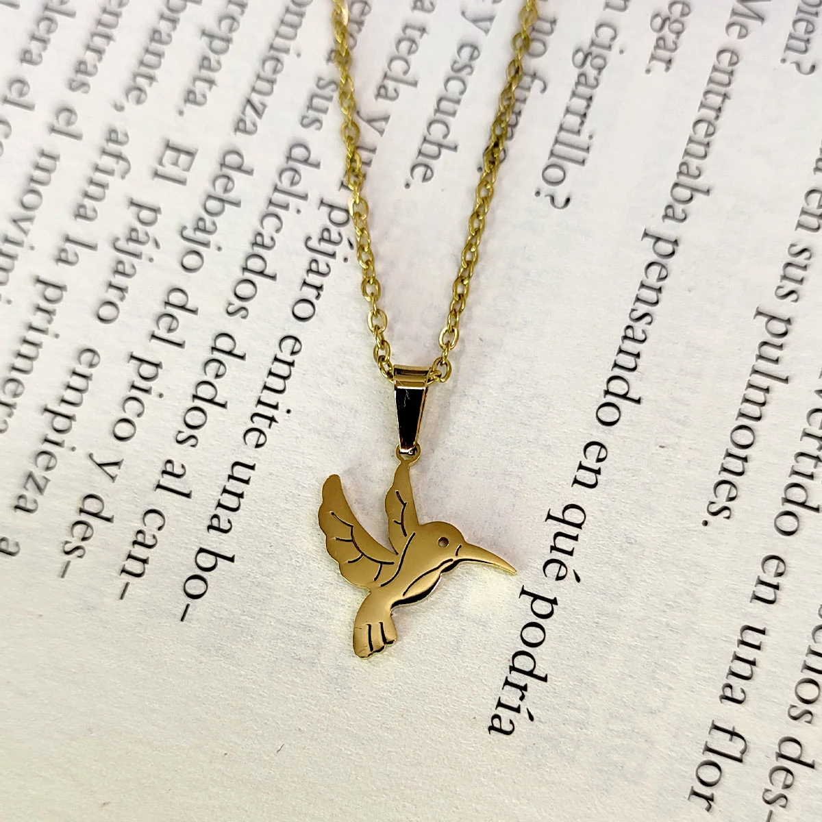 Set Joyeria Acero Inoxidable Dorado Hermoso Colibri 16 mm