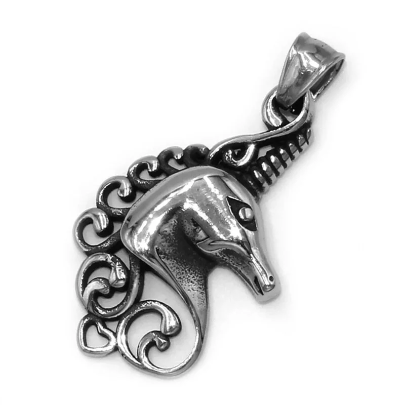 Dije Acero Plateado Unicornio Mágico Místico Corazón