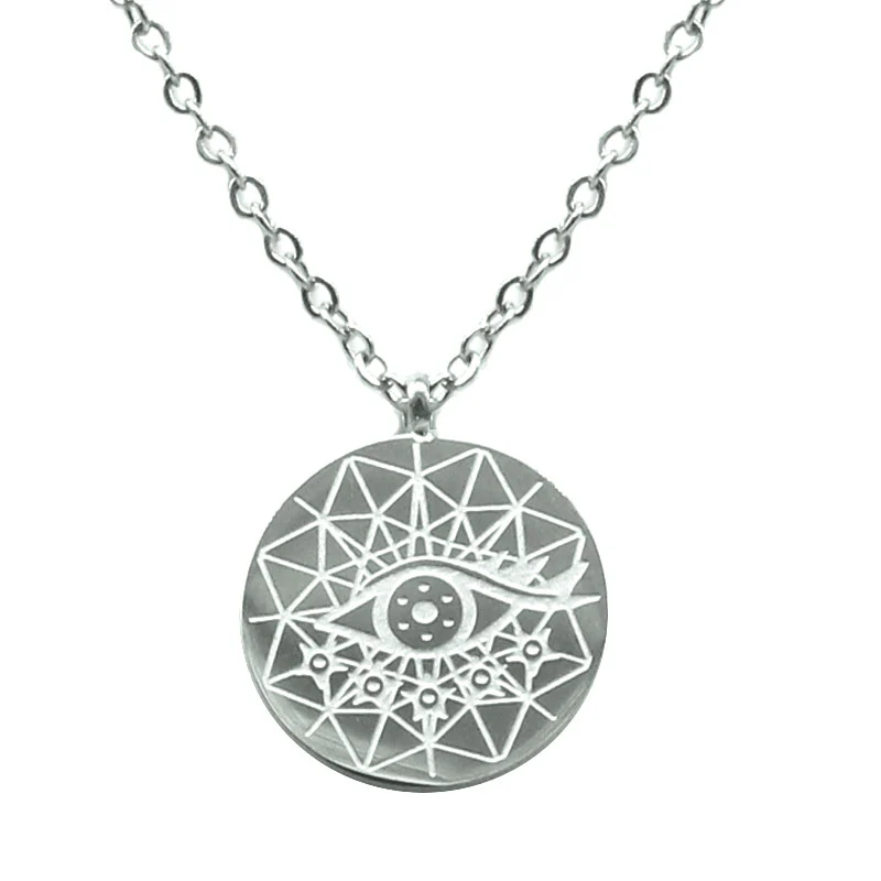 Collar Acero Inoxidable Plateado Ojo Mandala