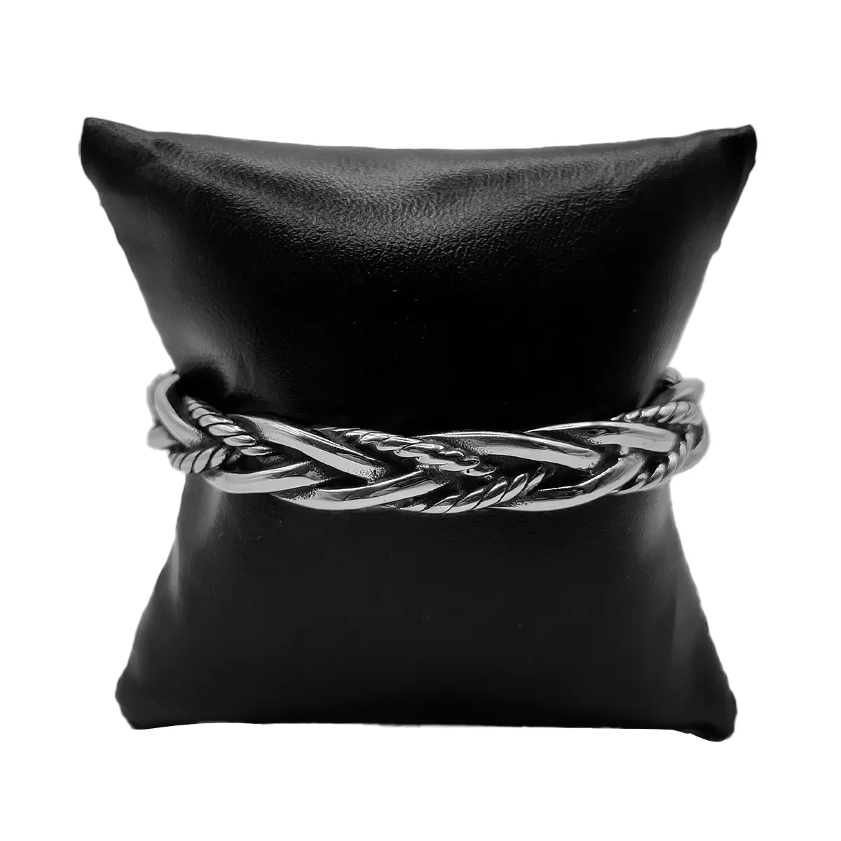 Pulsera Acero Inox Plateado Trenzada Torcida Hombre