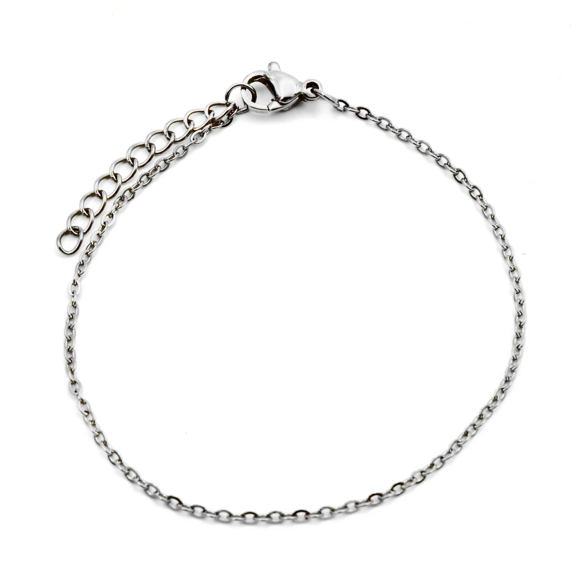 Pulsera Acero Inoxidable Plateado Eslabon Clasico 1mm