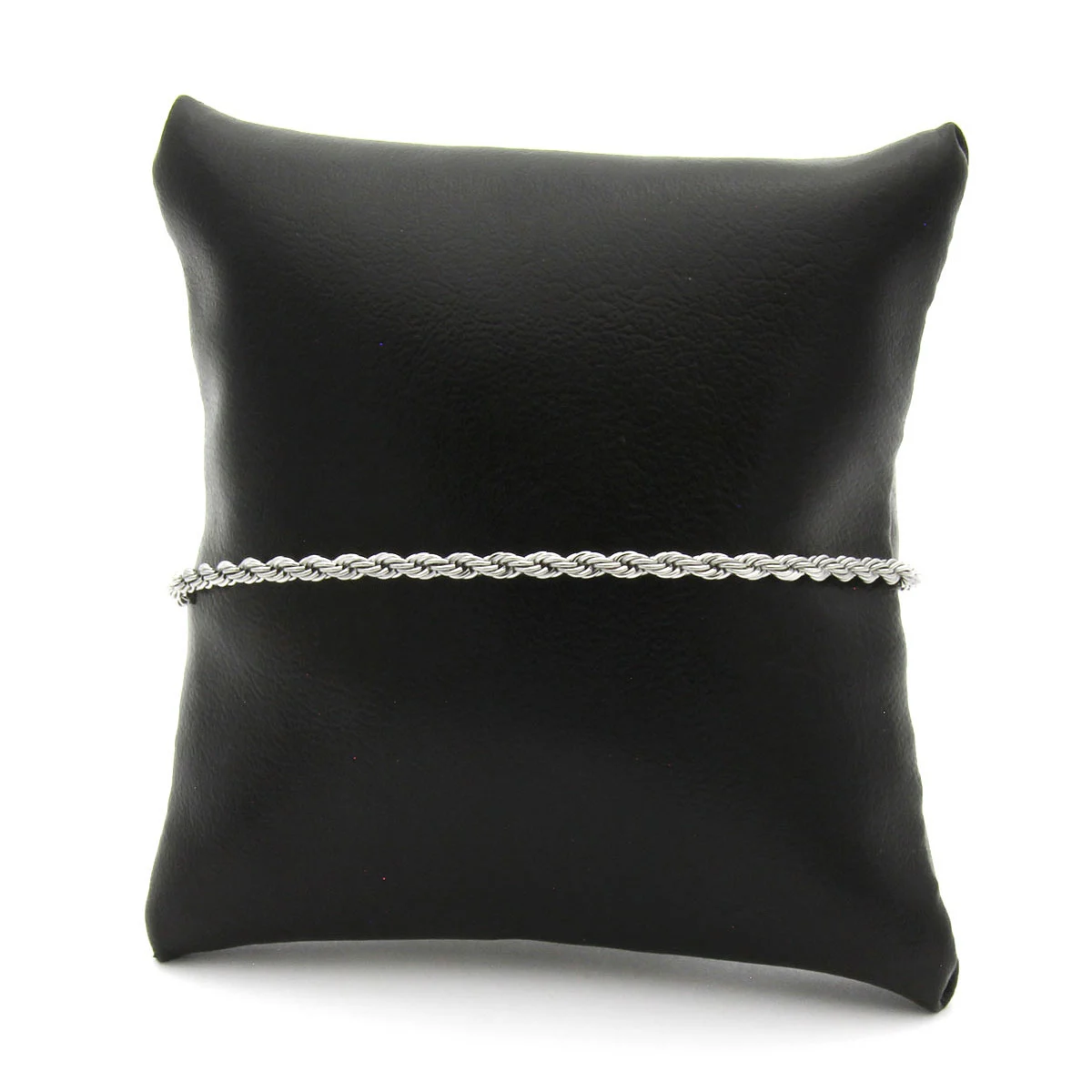 Pulsera Brazalete Esclava Acero Torzal Plateado 3mm x17cm