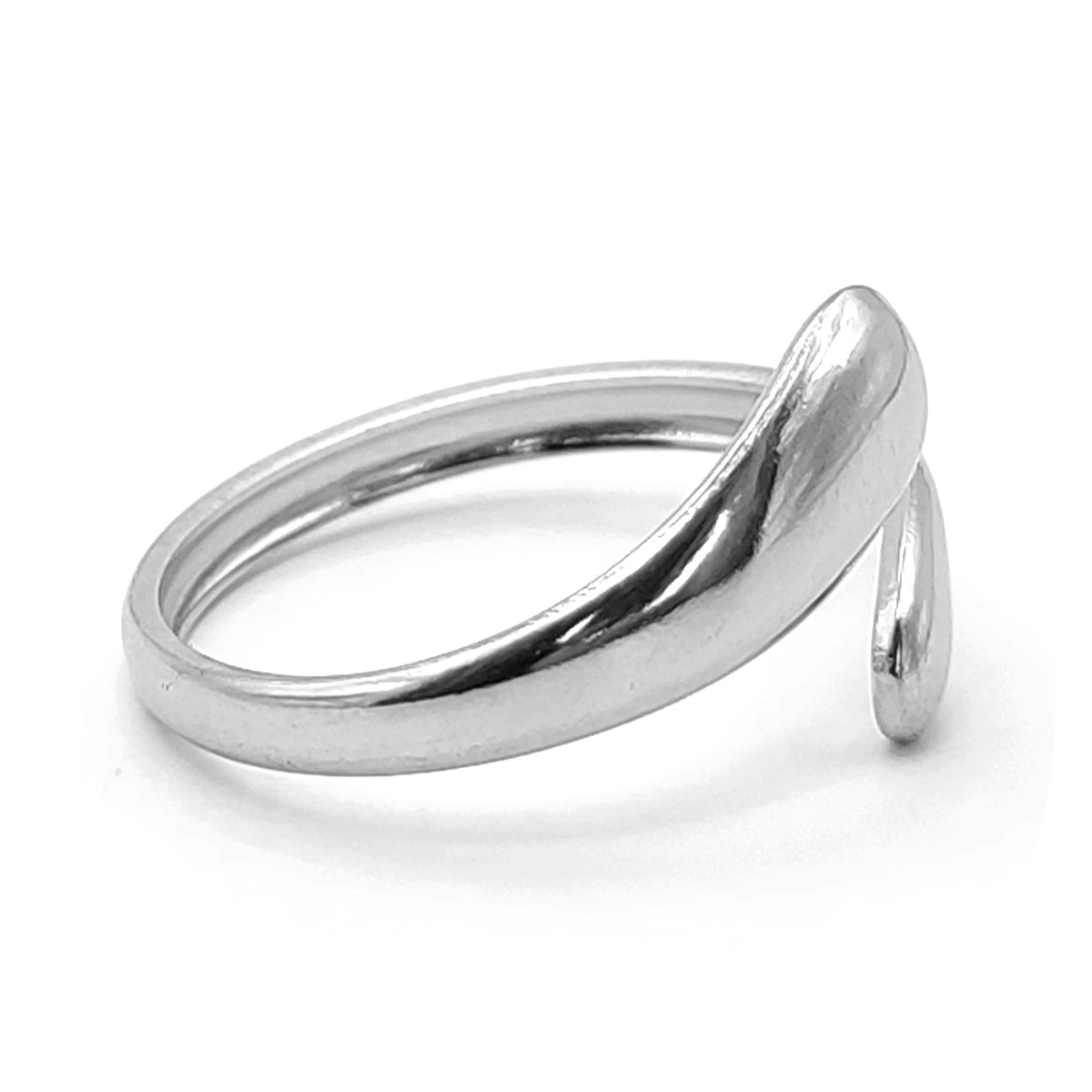 Anillo Acero Inox Plateado Gotas Lisas Dobles Pequeñas