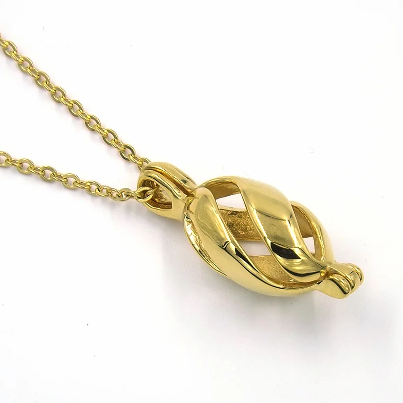 Collar Acero Inoxidable Jaula Rizo Dorado p/ Charms