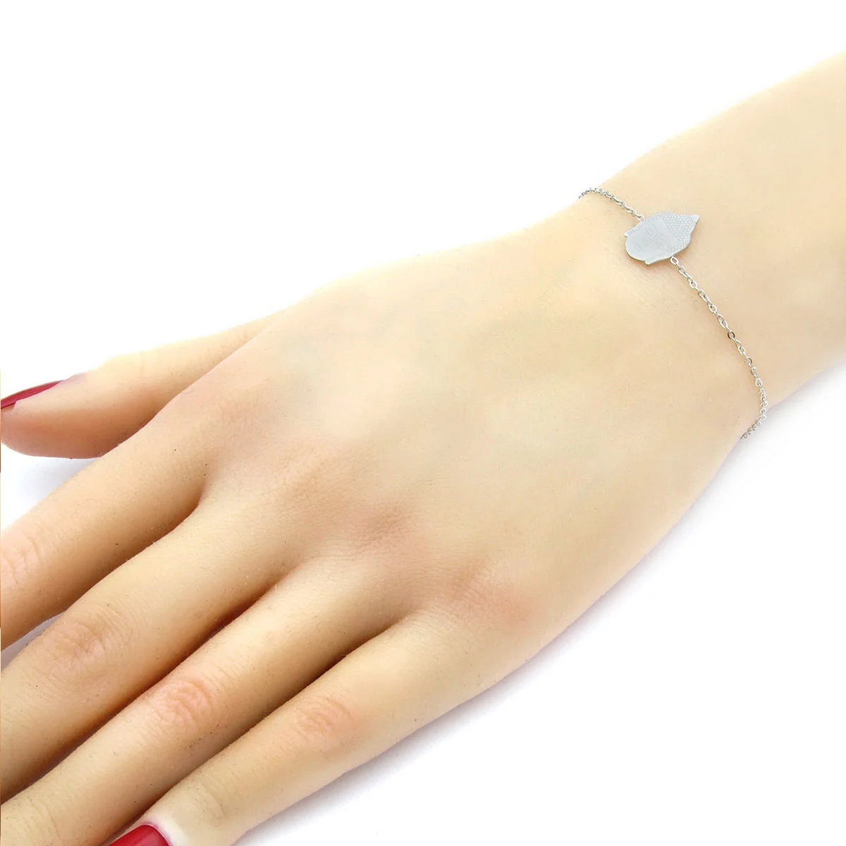 Pulsera Acero Inoxidable Plateado Cabeza Buda Suerte