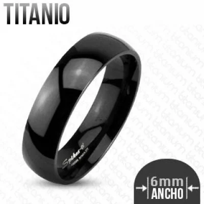 Anillo de Titanio Negro Diseño Argolla de Matrimonio Liso