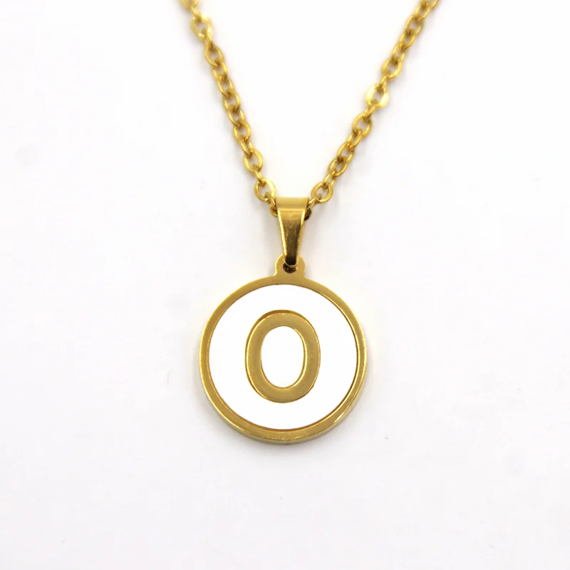 Collar Acero Dorado Letra O Madre Perla