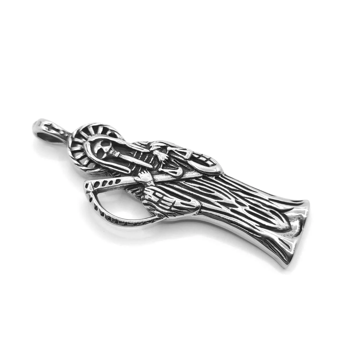 Dije Acero Inox Plateada Santa Muerte Religión 64 mm