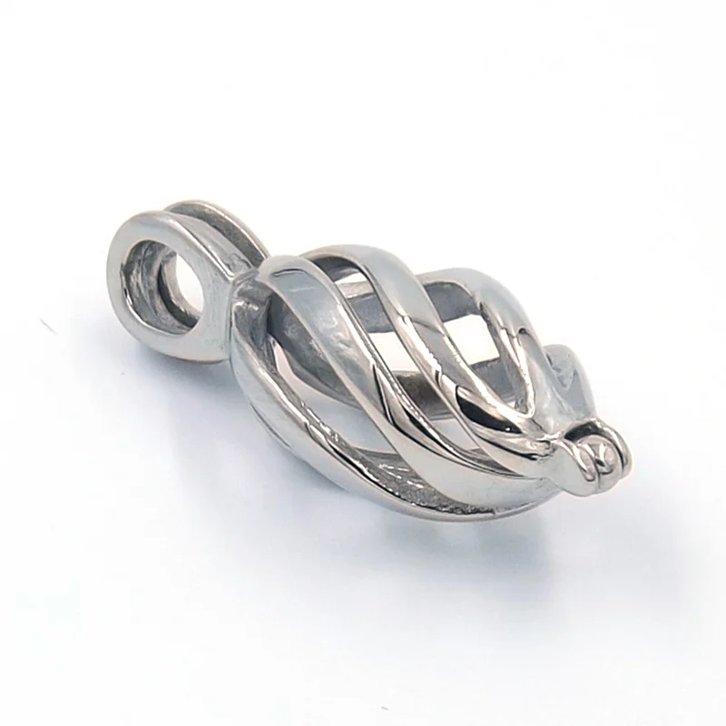 Dije de Acero Plateado Jaula Charm Espiral