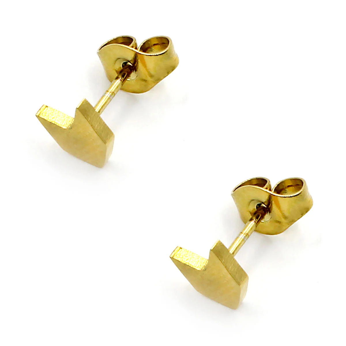 Aretes Acero Inox Dorado Tipo Broquel Flecha 5mm