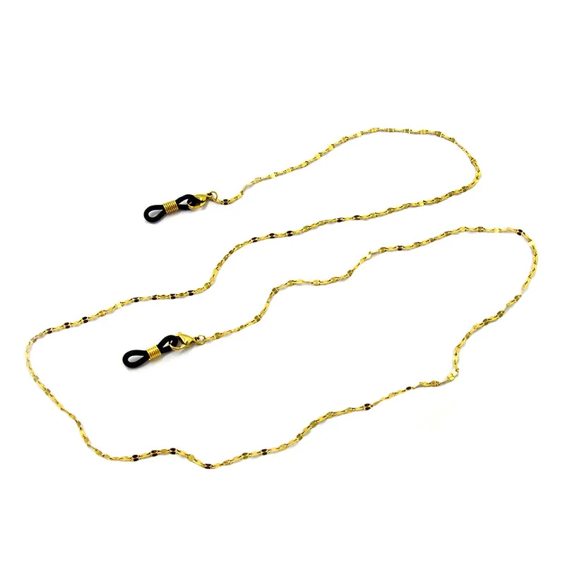 Cadena Lentes  Acero Dorado Estilo Eslabon Petalo 2mm