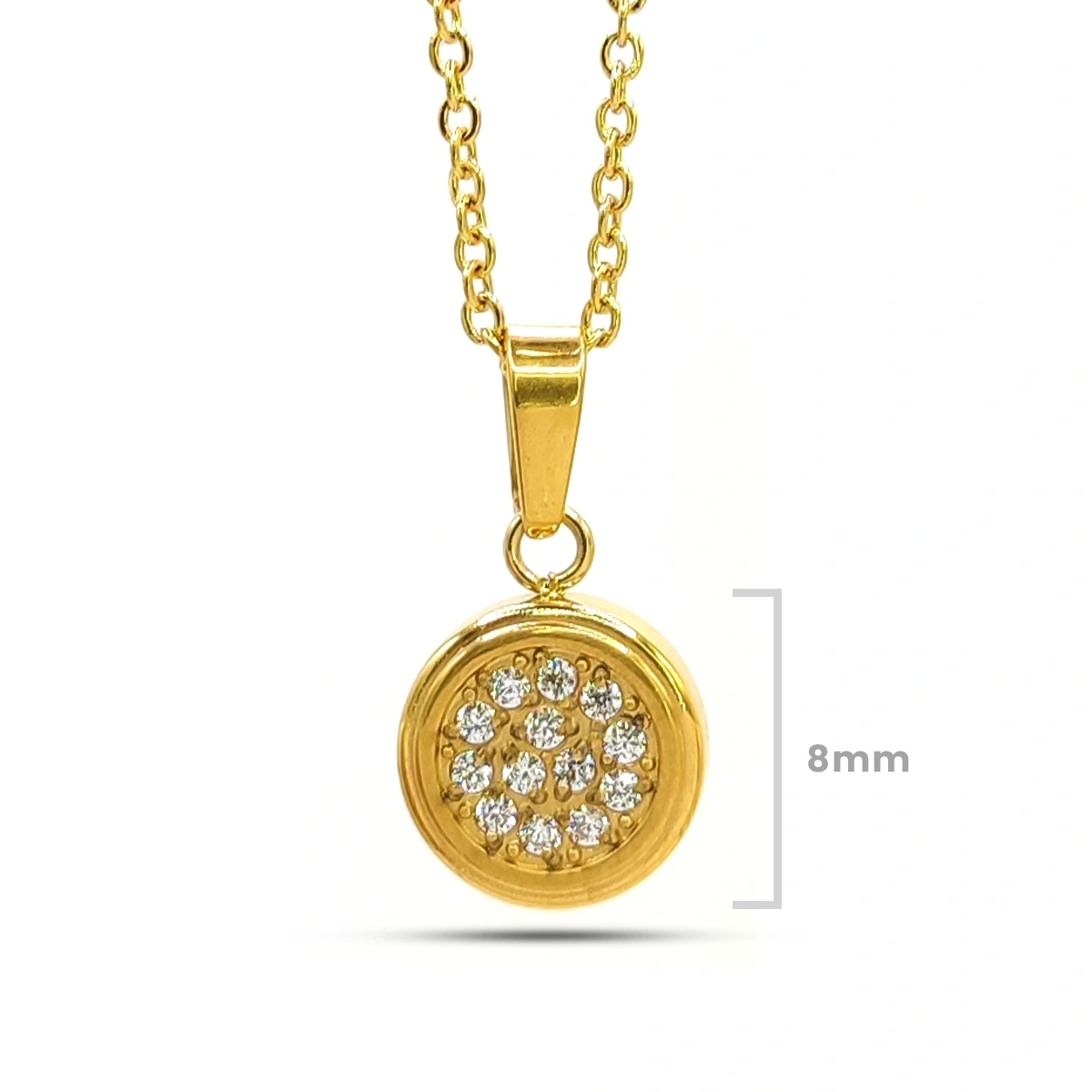 Collar Acero Dorado Mini Circulo Cristales Elegante