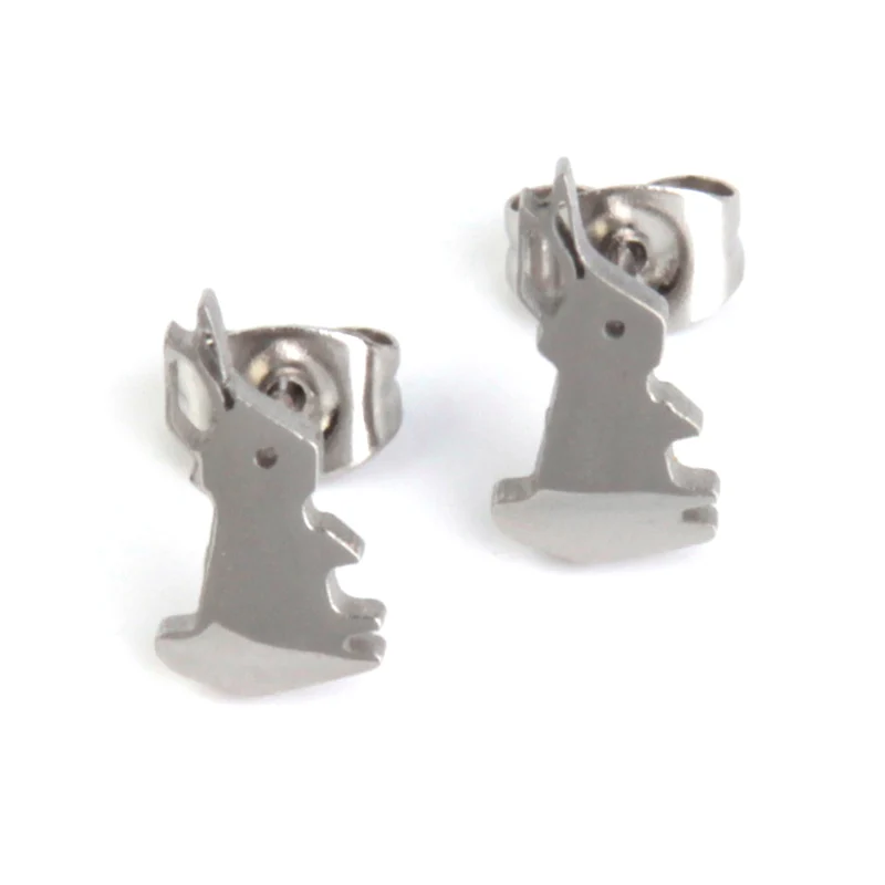 Set de Joyeria Acero Plateado Conejos Conejitos