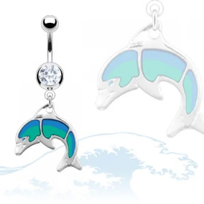 Piercing para el ombligo Diseño Delfin con Brillo