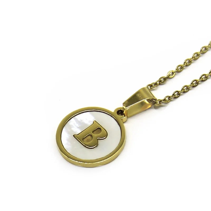 Collar Acero Dorado Letra B Madre Perla