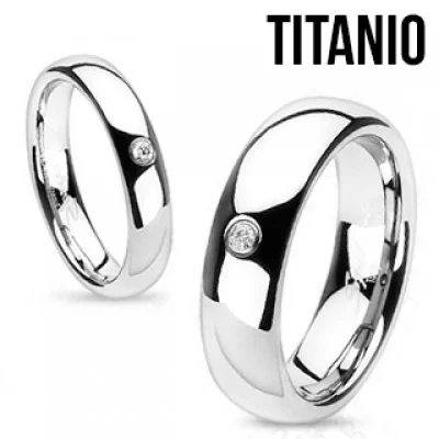 Anillo de Titanio Diseño Argolla de Matrimonio con Zirconia