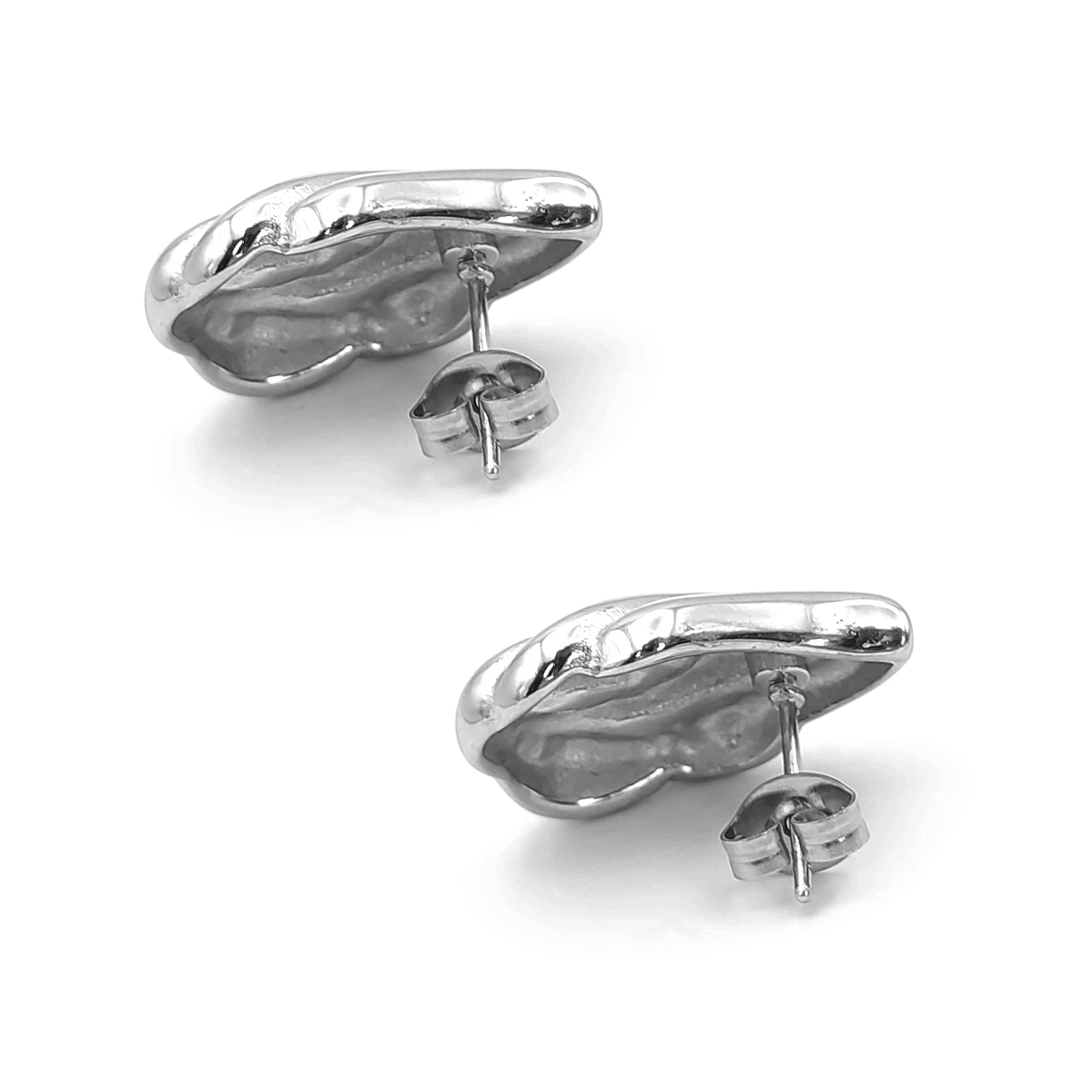 Aretes Acero Inox Plateado Gota de Agua con Relieve Moda