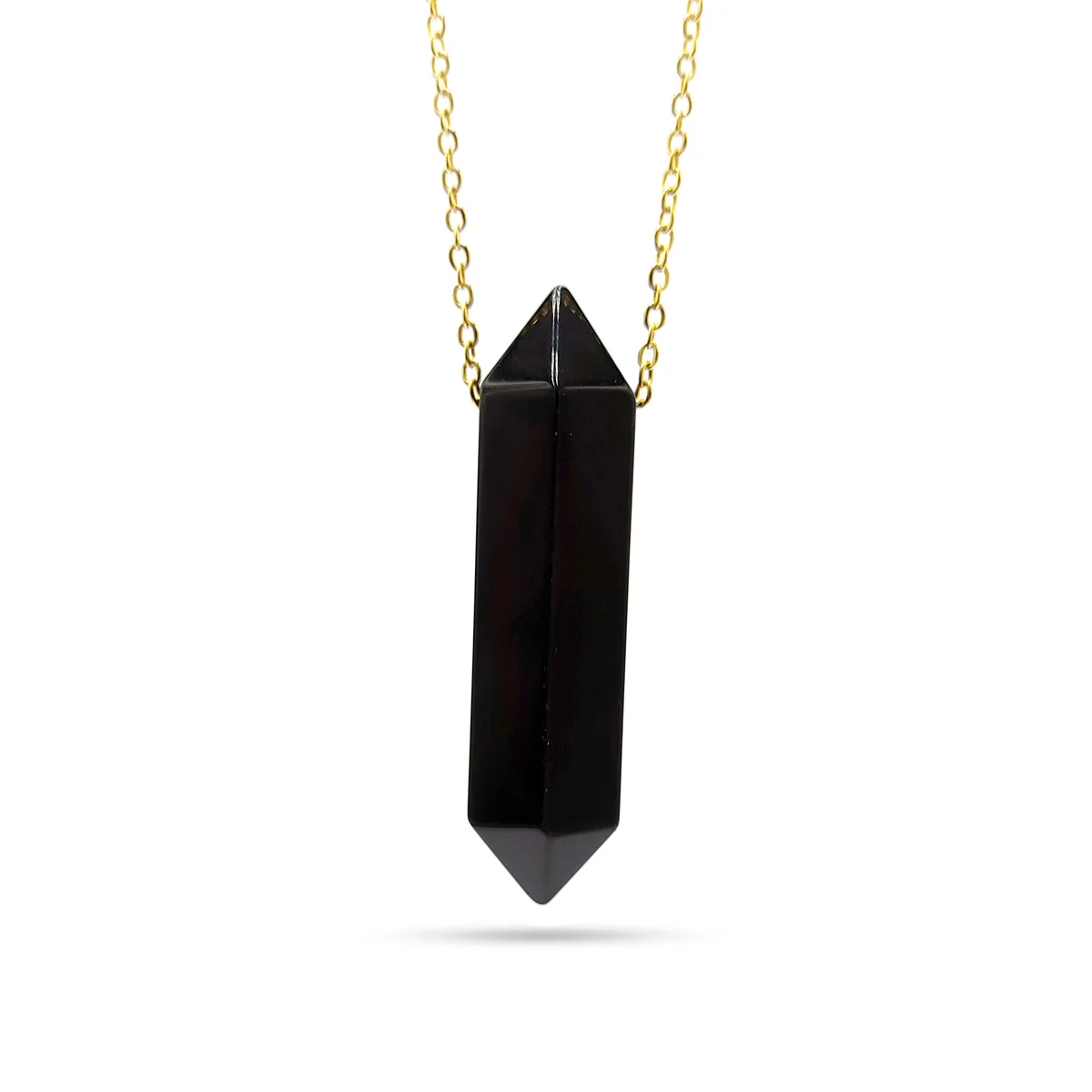Collar Acero Dorado Doble Punta Onix 41mm