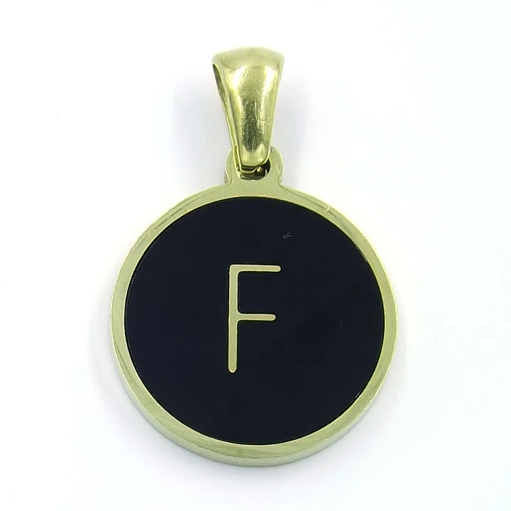Dije Acero Dorado Botón Maquina Escribir Letra F