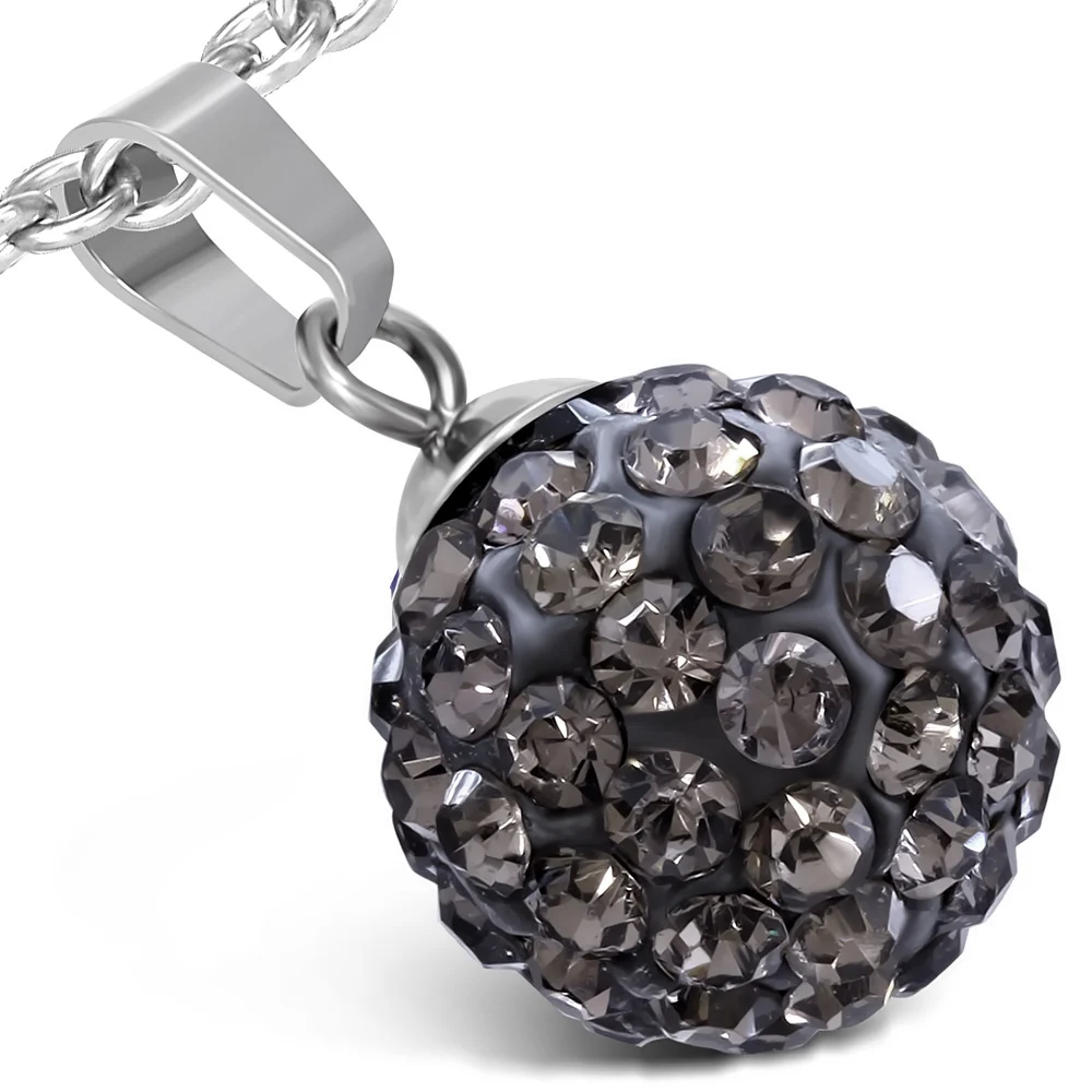 Dije de Acero y Zirconias Ahumadas Shamballa Diseño Esfera