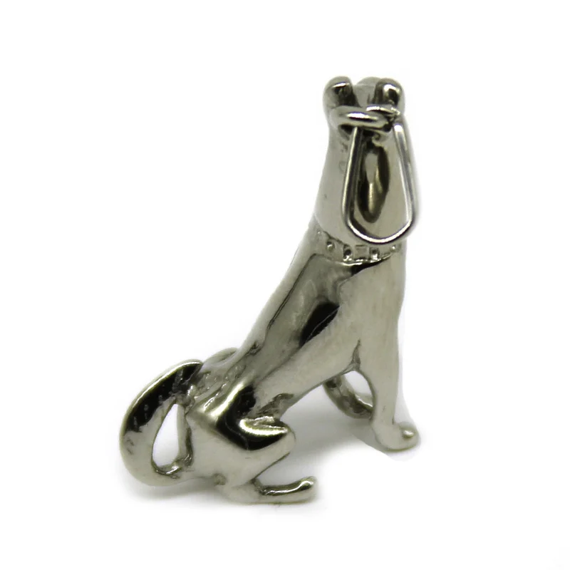 Dije Acero Plateado Perro Sentado Mascota 3D