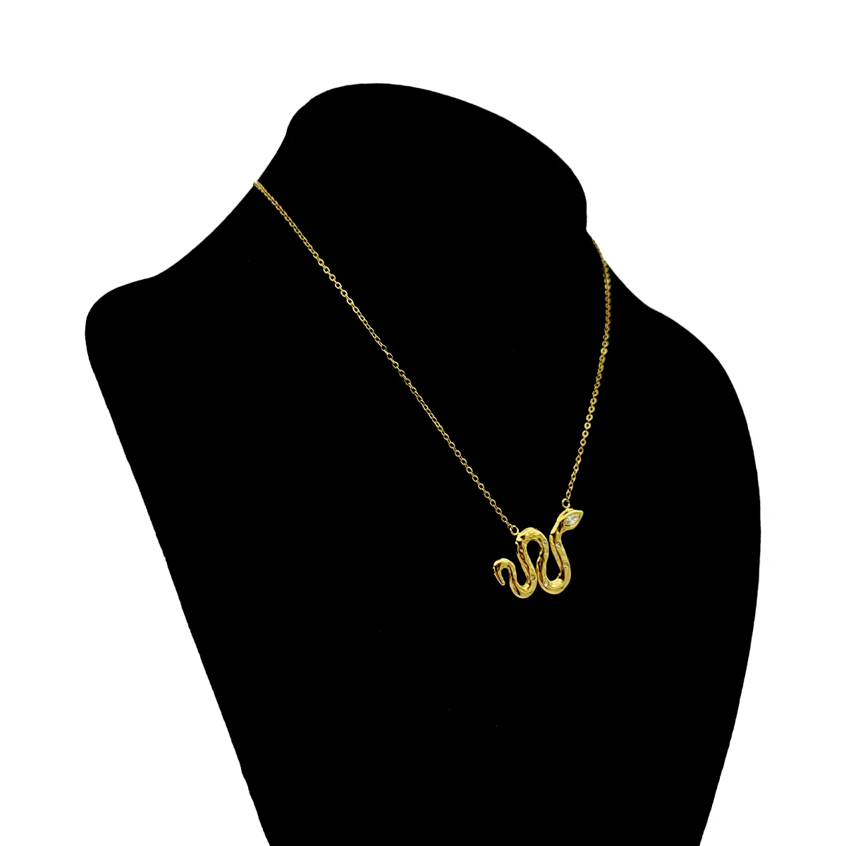 Collar Acero Dorado Serpiente Vibora Cristal Marquesa