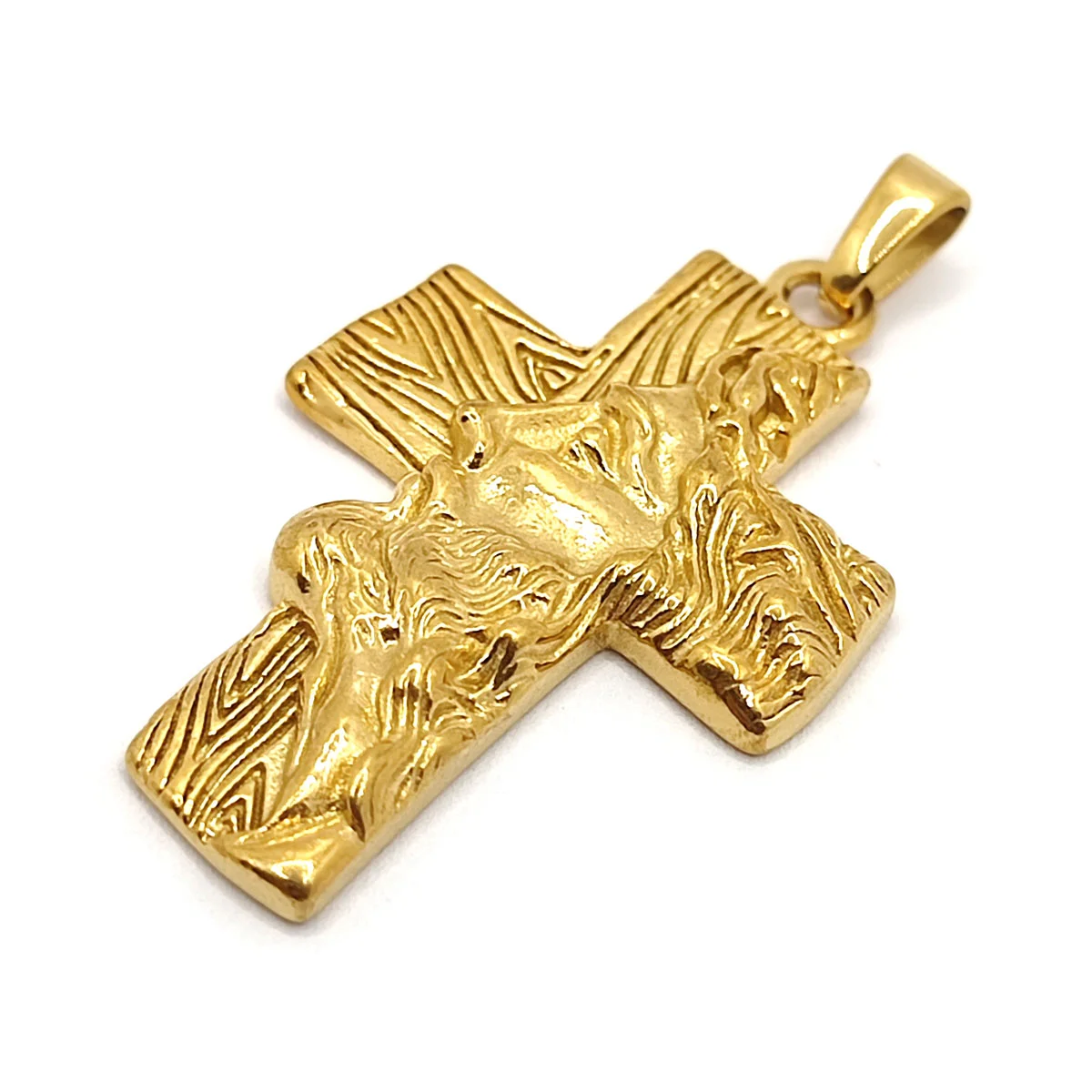 Dije Acero Dorado Cruz Rostro Perfil Cristo Jesucristo