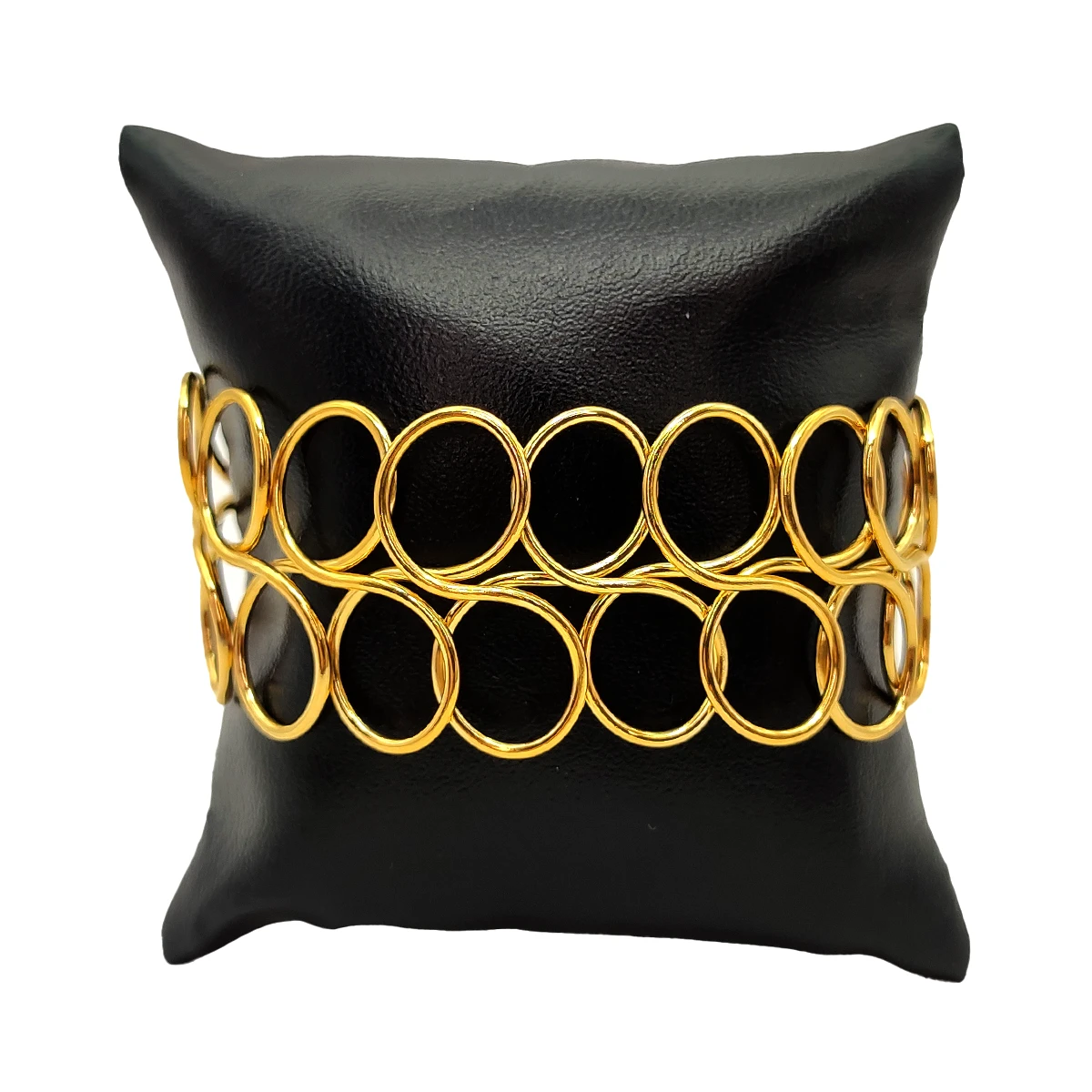 Pulsera Acero Dorado Brazalete Bucles Círculos Alambre