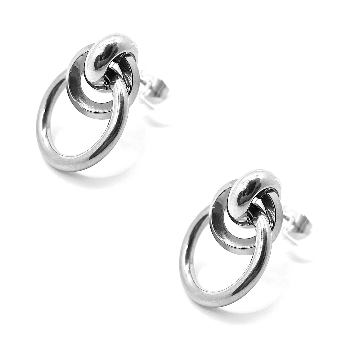Aretes de Mujer Acero Inoxidable Plata Argollas Circulo