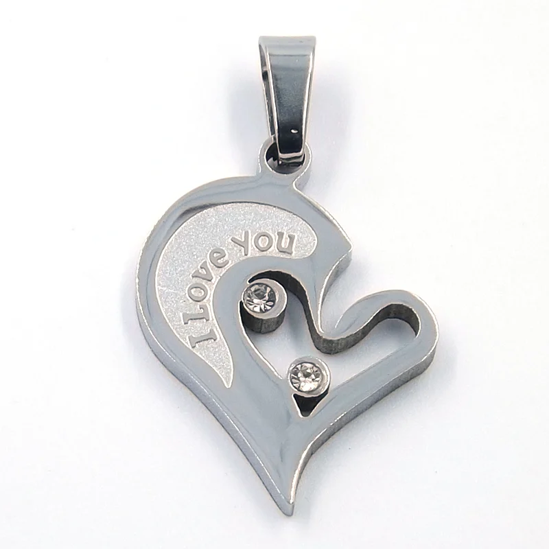 Dije Doble Diseño Corazon Partido Plata Azul
