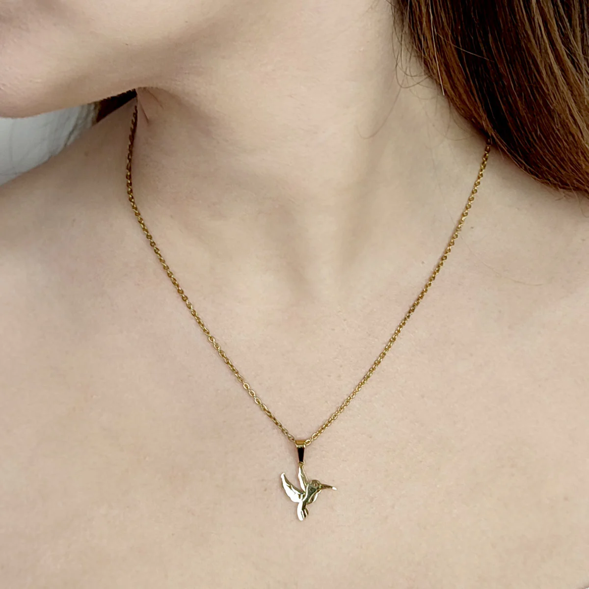 Set Joyeria Acero Inoxidable Dorado Hermoso Colibri 16 mm