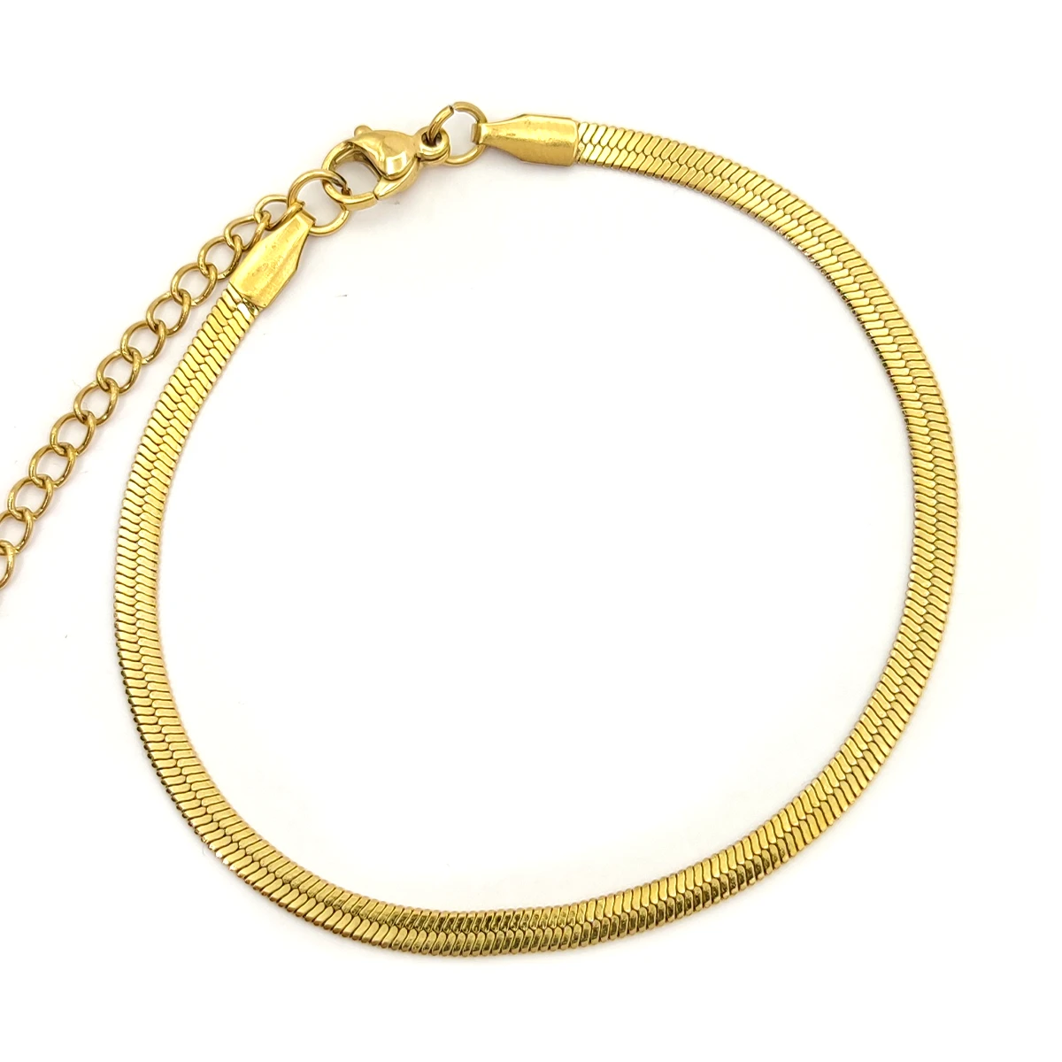 Pulsera Acero Dorado Planchada Panza de Vibora Lisa 3mm