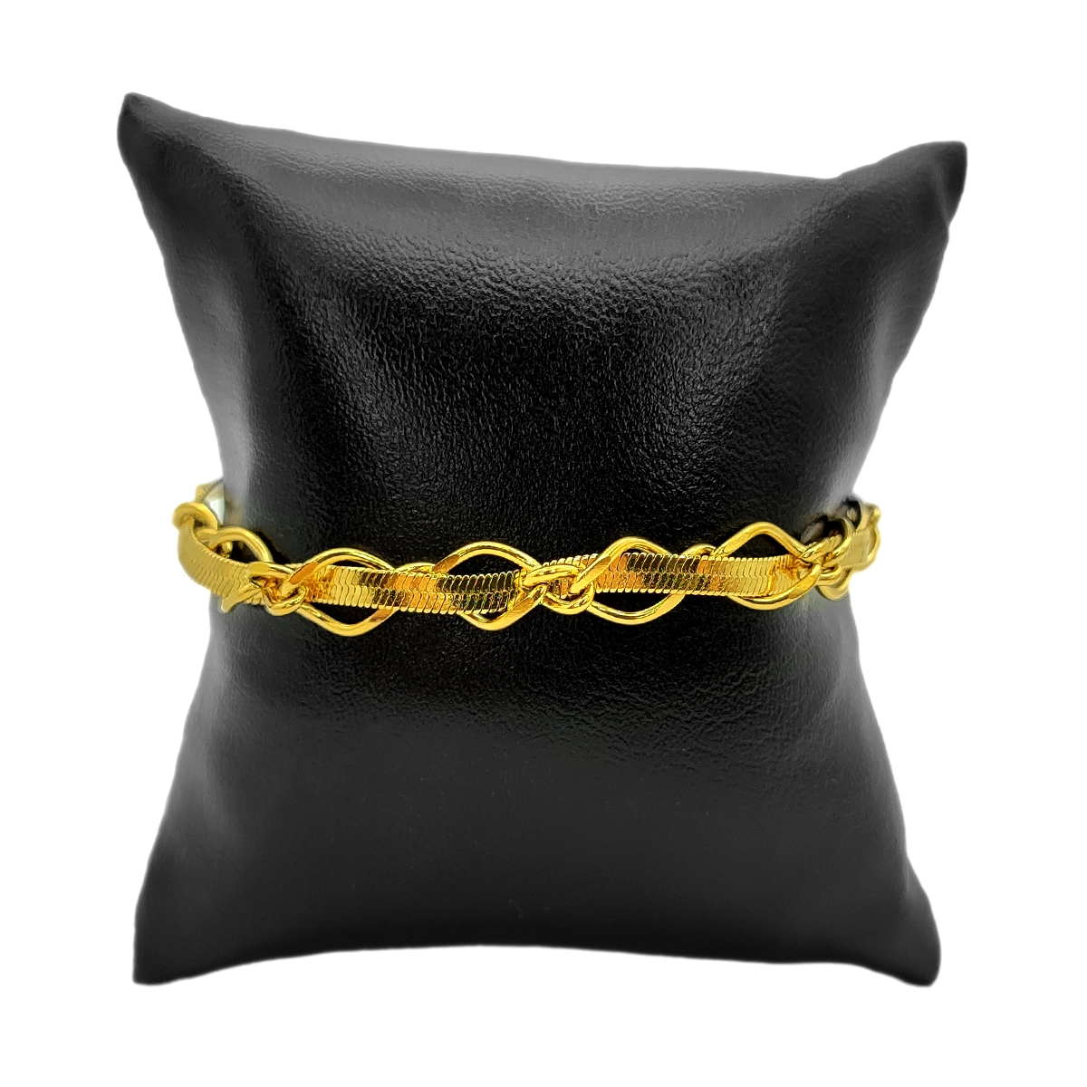 Pulsera Acero Inox Dorado Planchada Cadena Entrelazada
