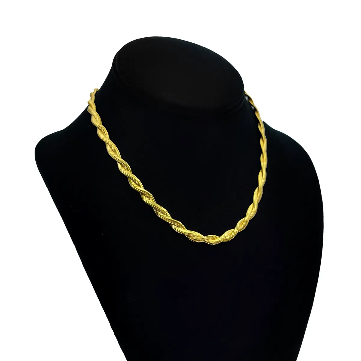Cadena Acero Dorado Trenzada Doble Panza de Vibora Gruesa