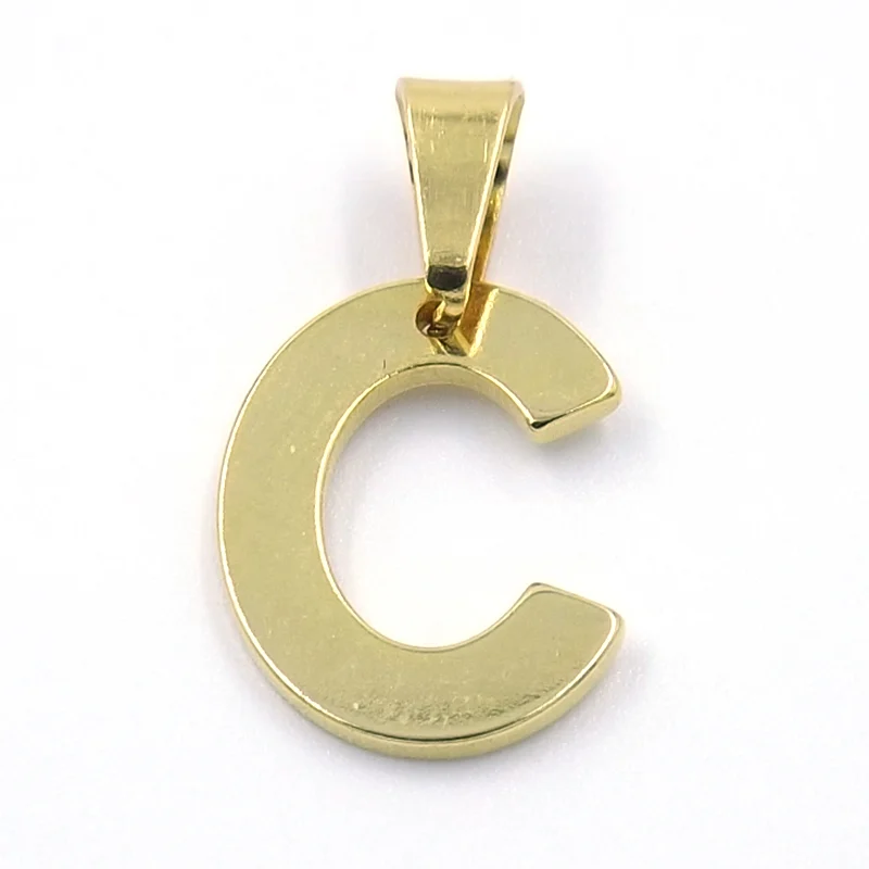 Dije de Acero Dorado Letra C Pequeña Alfabeto