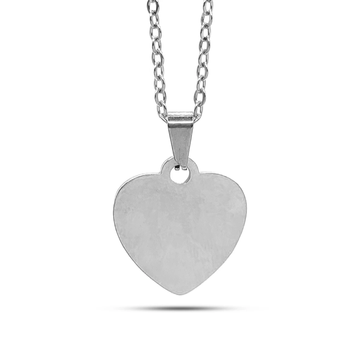 Collar Acero Inox Placa Mini Corazon Plano Para Grabado