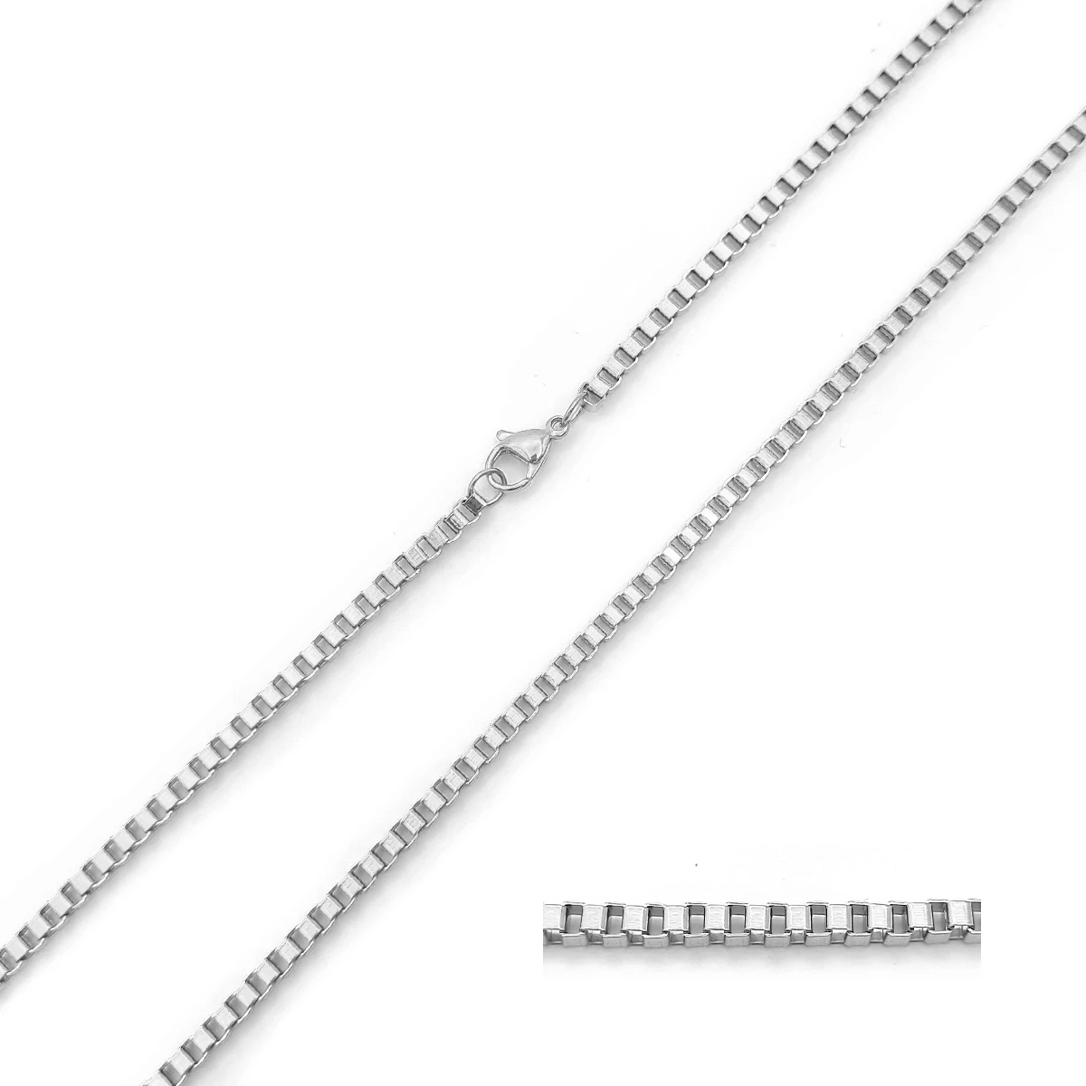 Cadena Acero Inox Eslabon Caja Cuadrado Casual 3 mm