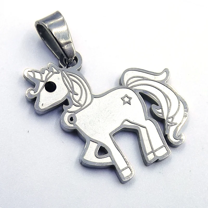 Dije Acero Plateado Inoxidable Unicornio Fantasía