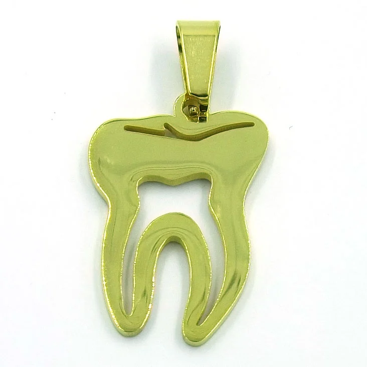 Dije Acero Dorado Muela Diente Símbolo Dentista