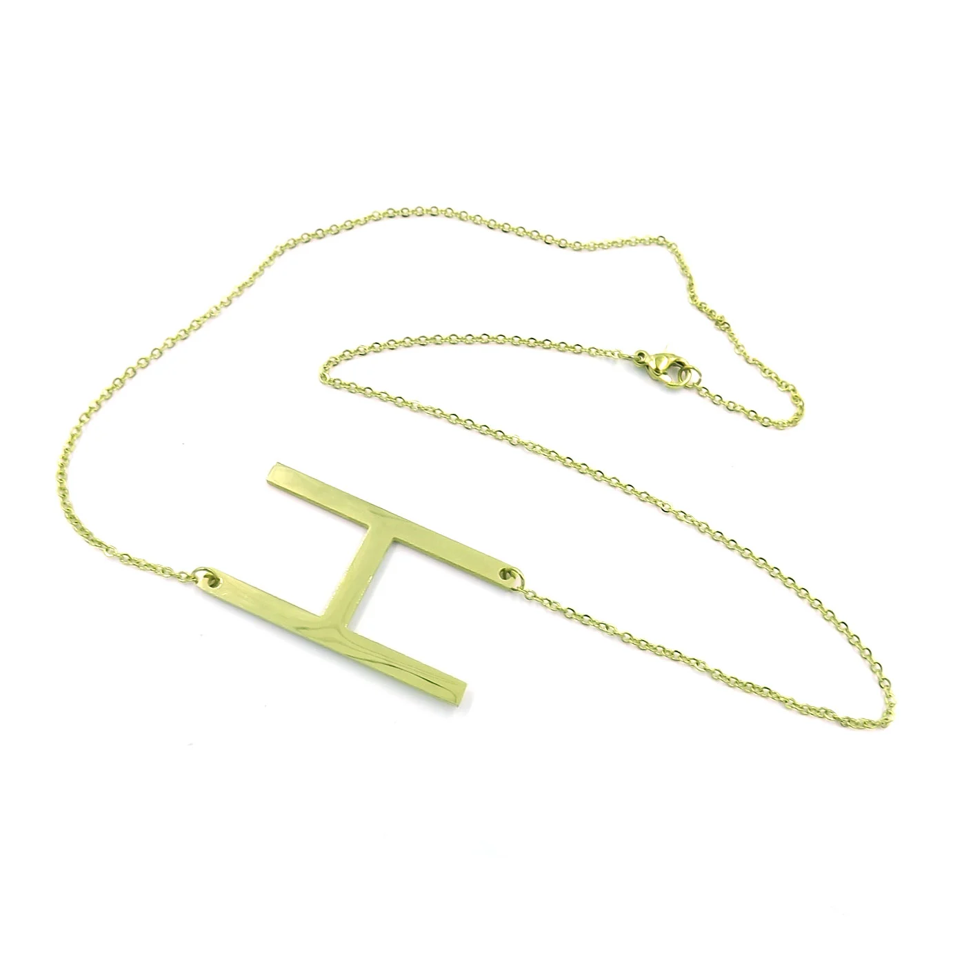Collar Acero Inoxidable Dorado Letra H Gigante