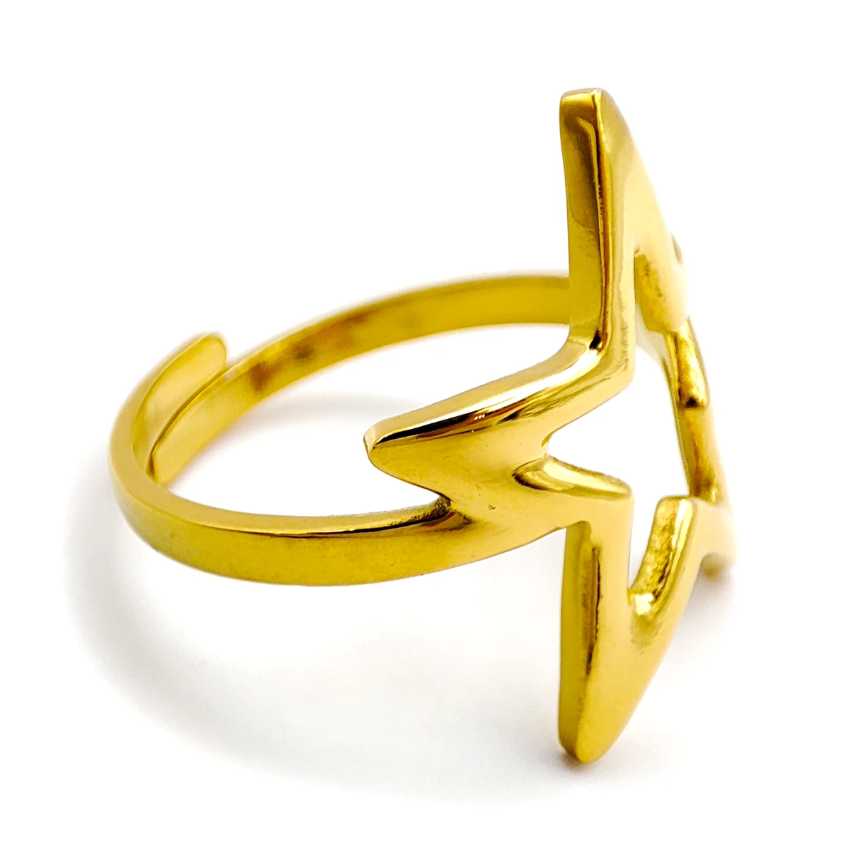 Anillo Acero Dorado Contorno Estrella Lisa Ajustable