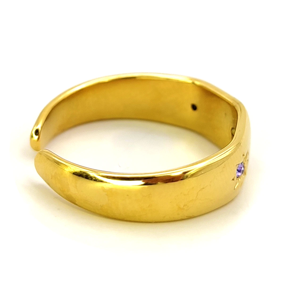 Anillo Acero Dorado Estrellas Cristales Rosas Ajustable