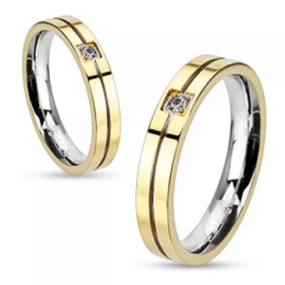 Anillo Acero Inoxidable Diseño Argolla con Zirconia