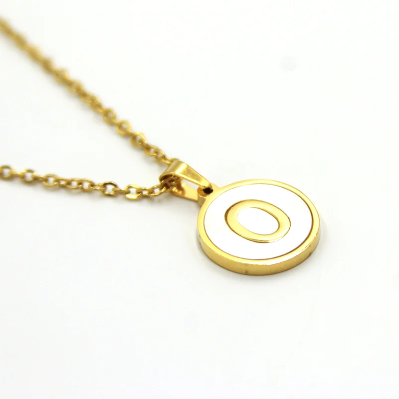 Collar Acero Dorado Letra O Madre Perla