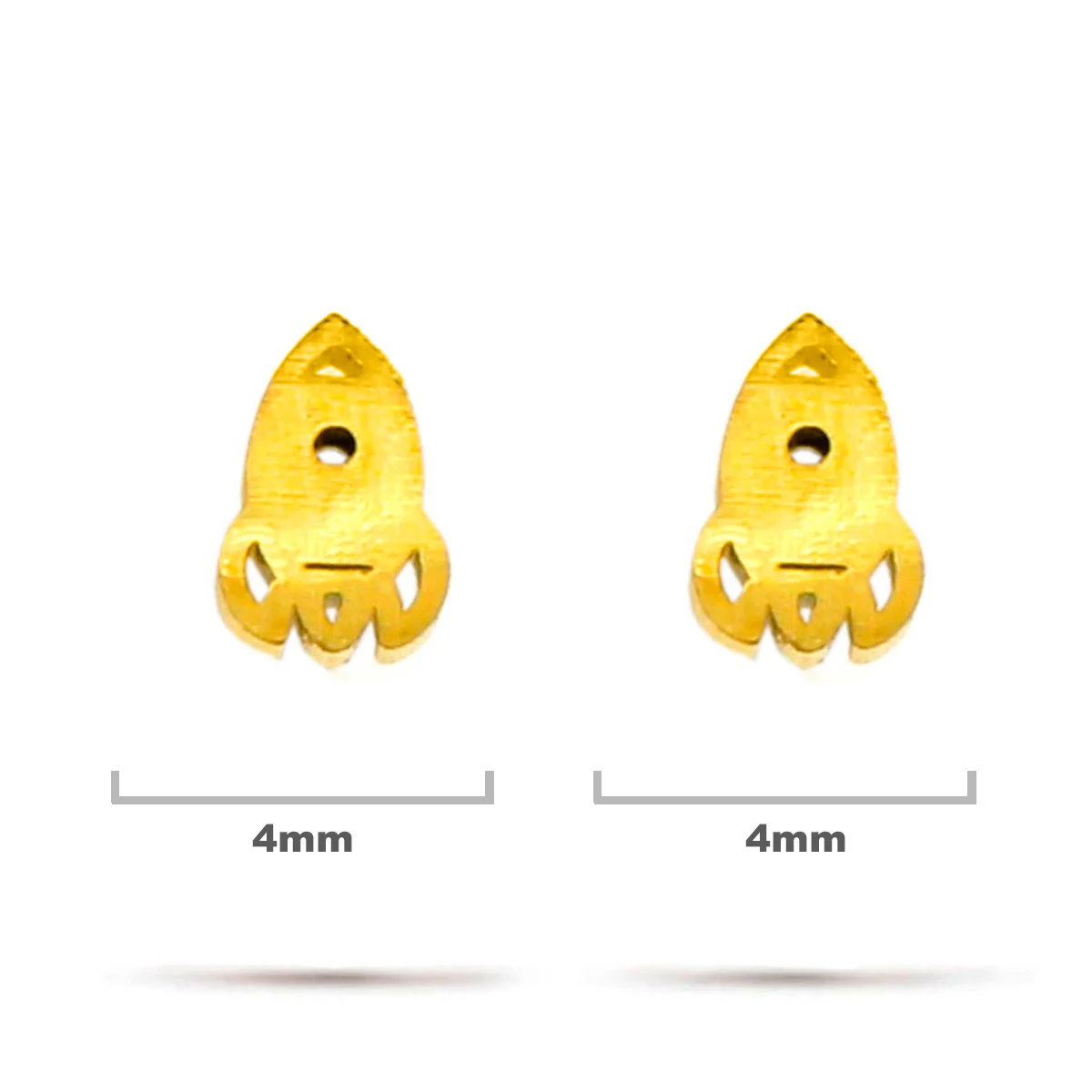Aretes Acero Inox Dorado Tipo Broquel Cohete Espacial