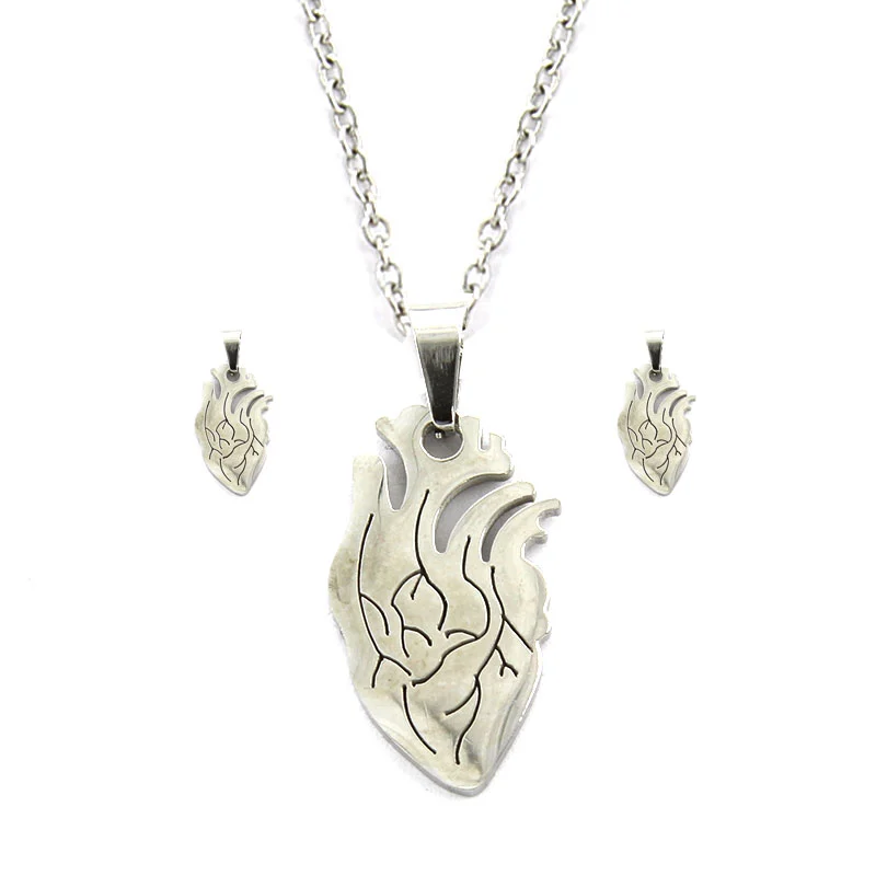 Set de Joyeria Acero Plateado Corazon Especial Real