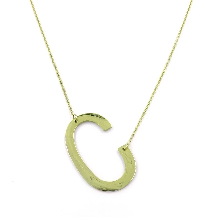 Collar Acero Inoxidable Dorado Letra C Gigante