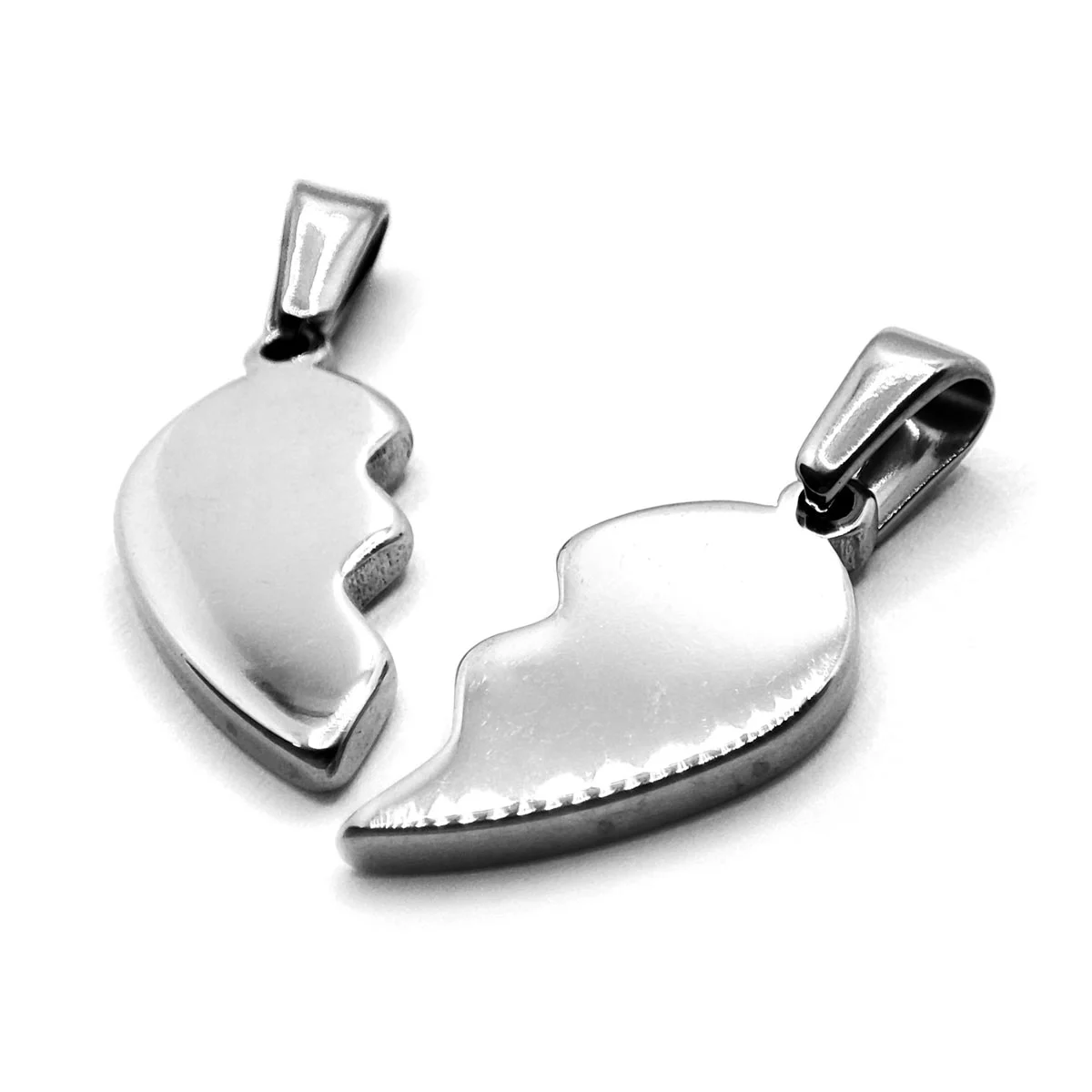 Dijes Acero Plateado Corazón Dividido Amigos Pareja 16 mm