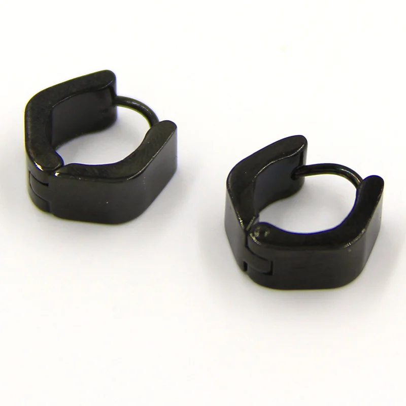 Aretes tipo Arracada Acero Negro Hexagonal